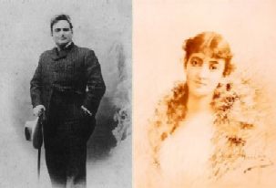 Jeugdfoto’s van twee sterke figuren die onlangs het koor verlieten: Enrico Caruso (°1873) en Emma Calvé (°1858)